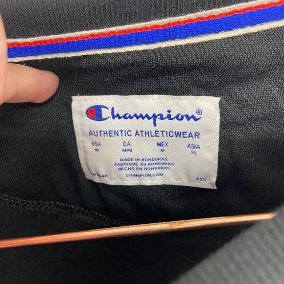 Champion logo crewneck powerblend classic black sweatshirt womens M NWT - Picture 3 of 7